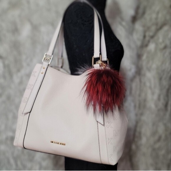 🎀 Michael Kors 3 SET Matching Shoulder Bag Tote Handbag Wallet Charm Pom NWT - Picture 12 of 14